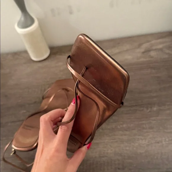 Jeffrey Campbell Metallic Bronze Strappy Heels Fluxx Sandal - Picture 5 of 6